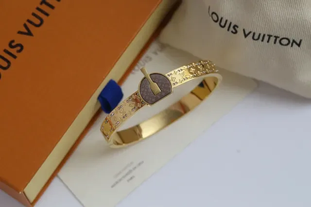 Louis Vuitton Lock It Monogram Crystal Gold-Tone Bracelet 3