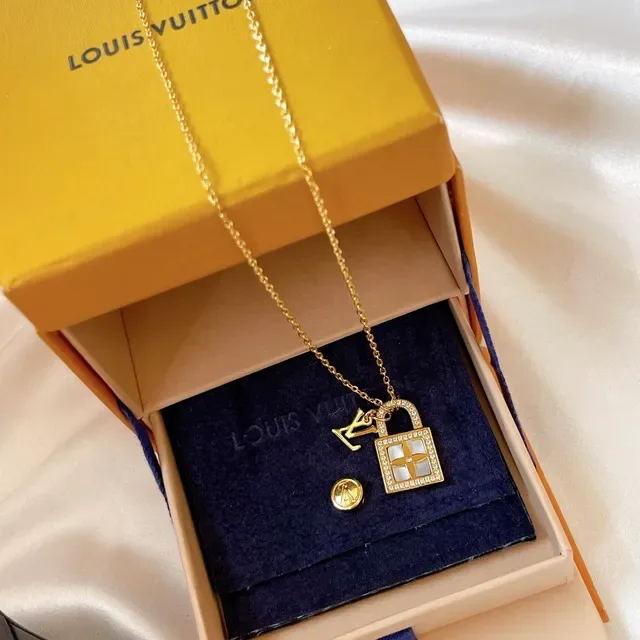 Louis Vuitton Lockit Or Blanc Cadenas Nacre Inlay Collier 7