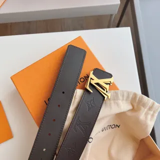 Louis Vuitton LV Belt Brown Gold Embossed Monogram Hardware Leather Belt
