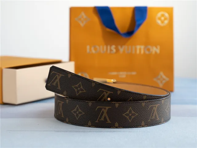 Louis Vuitton LV Belt Brown Gold Monogram Canvas Buckle Leather Belt 4