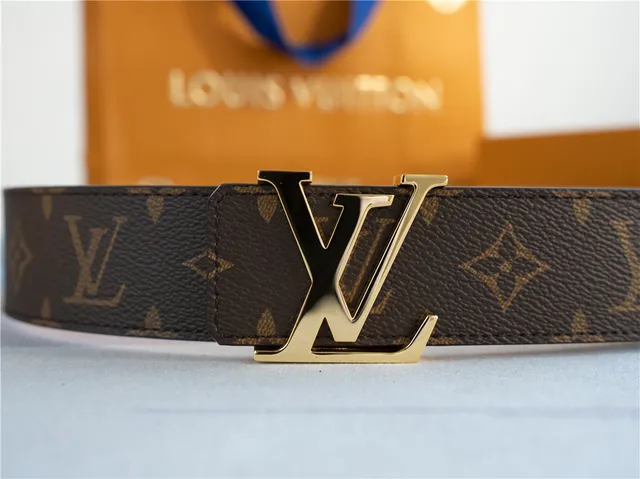 Louis Vuitton LV Belt Brown Gold Monogram Canvas Buckle Leather Belt 8