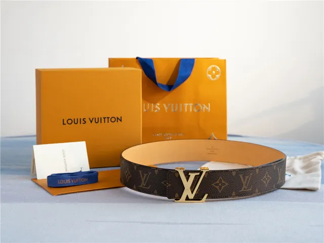 Louis Vuitton LV Belt Brown Gold Monogram Canvas Buckle Leather Belt 9