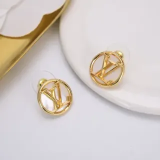 Louis Vuitton LV Circle Monogram Gold-Tone Stud Earrings
