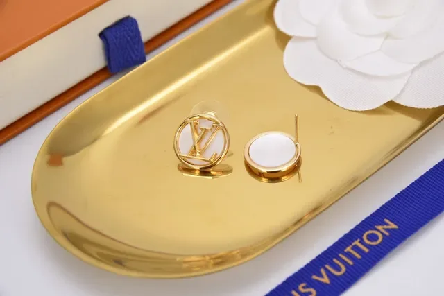 Louis Vuitton LV Circle Monogram Gold-Tone Stud Earrings 3