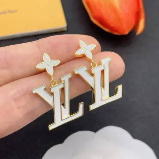 Louis Vuitton LV Flower Enamel Gold-Tone Dangling Earrings