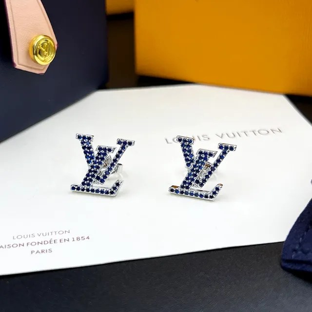 Louis Vuitton LV Iconic Aquamarine Pavé Monogram Stud Earrings 2