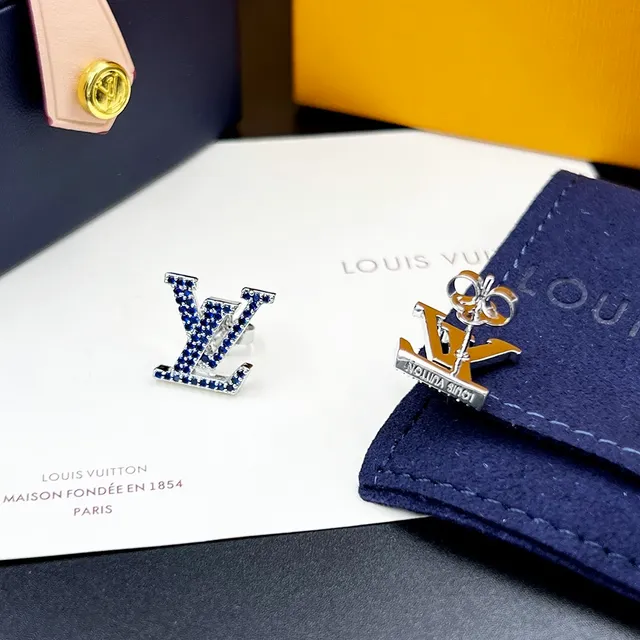 Louis Vuitton LV Iconic Aquamarine Pavé Monogram Stud Earrings 5