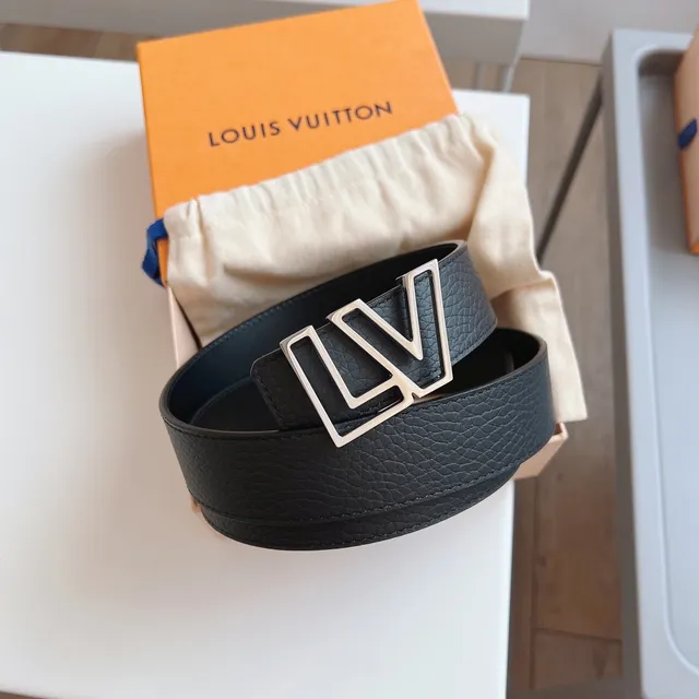 Louis Vuitton LV Initiales Black Pebbled Leather Belt 7