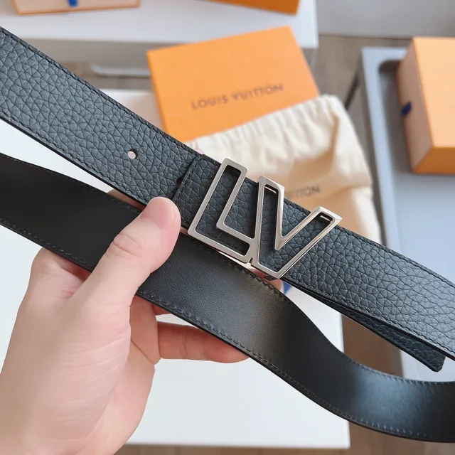 Louis Vuitton LV Initiales Black Pebbled Leather Belt 8