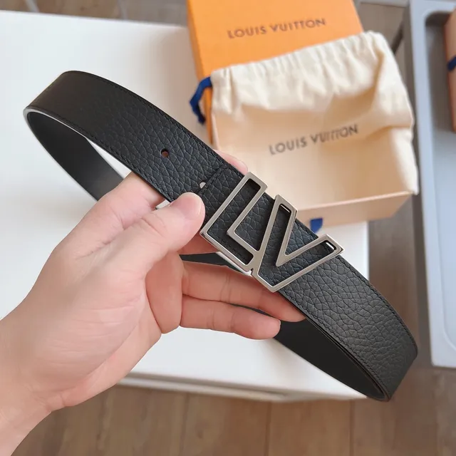 Louis Vuitton LV Initiales Black Pebbled Leather Belt 9
