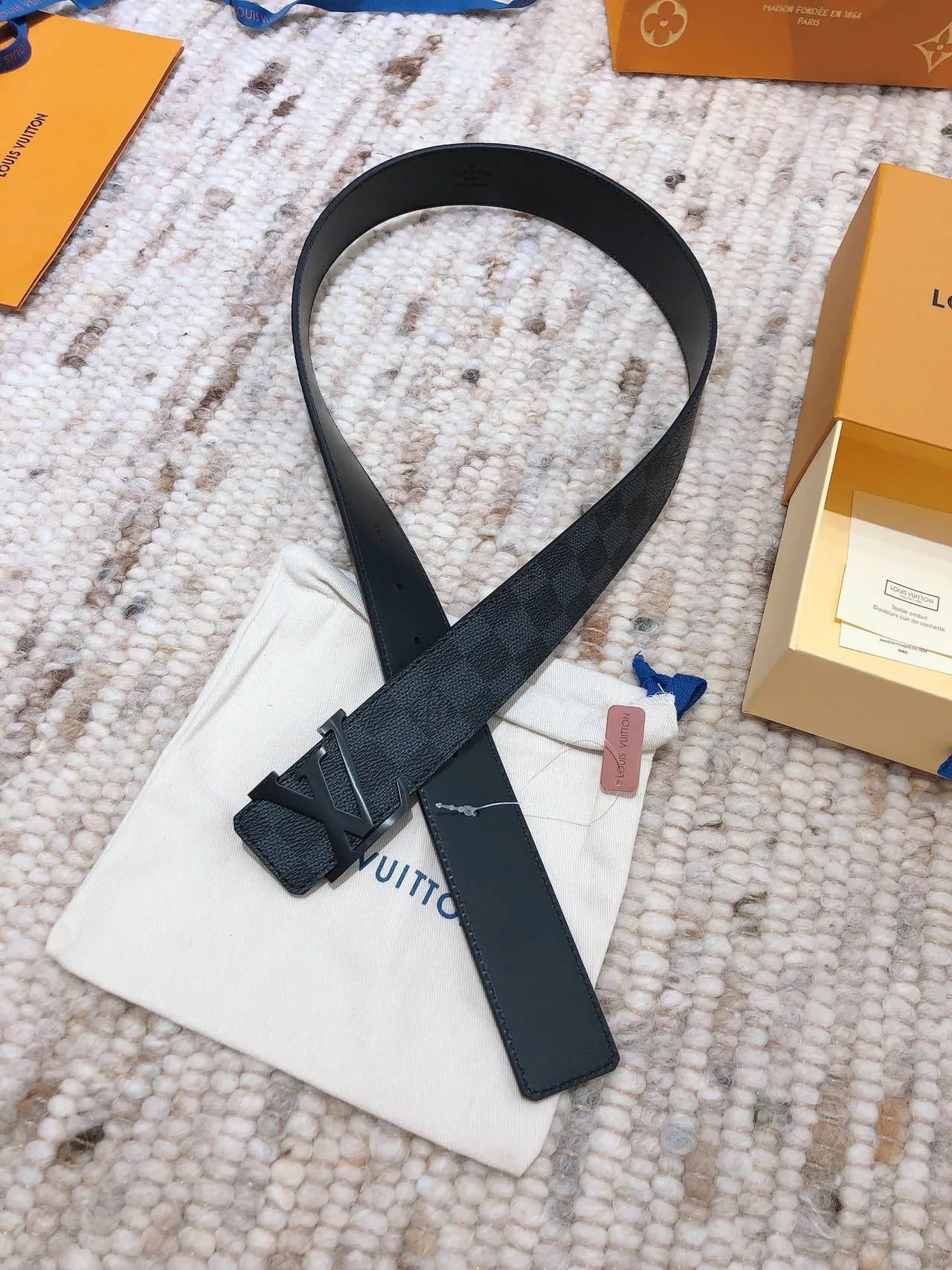 Louis Vuitton LV Initiales Damier Graphite Leather Belt 4