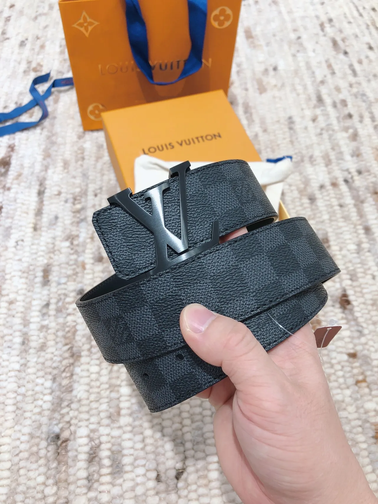 Louis Vuitton LV Initiales Damier Graphite Leather Belt 5