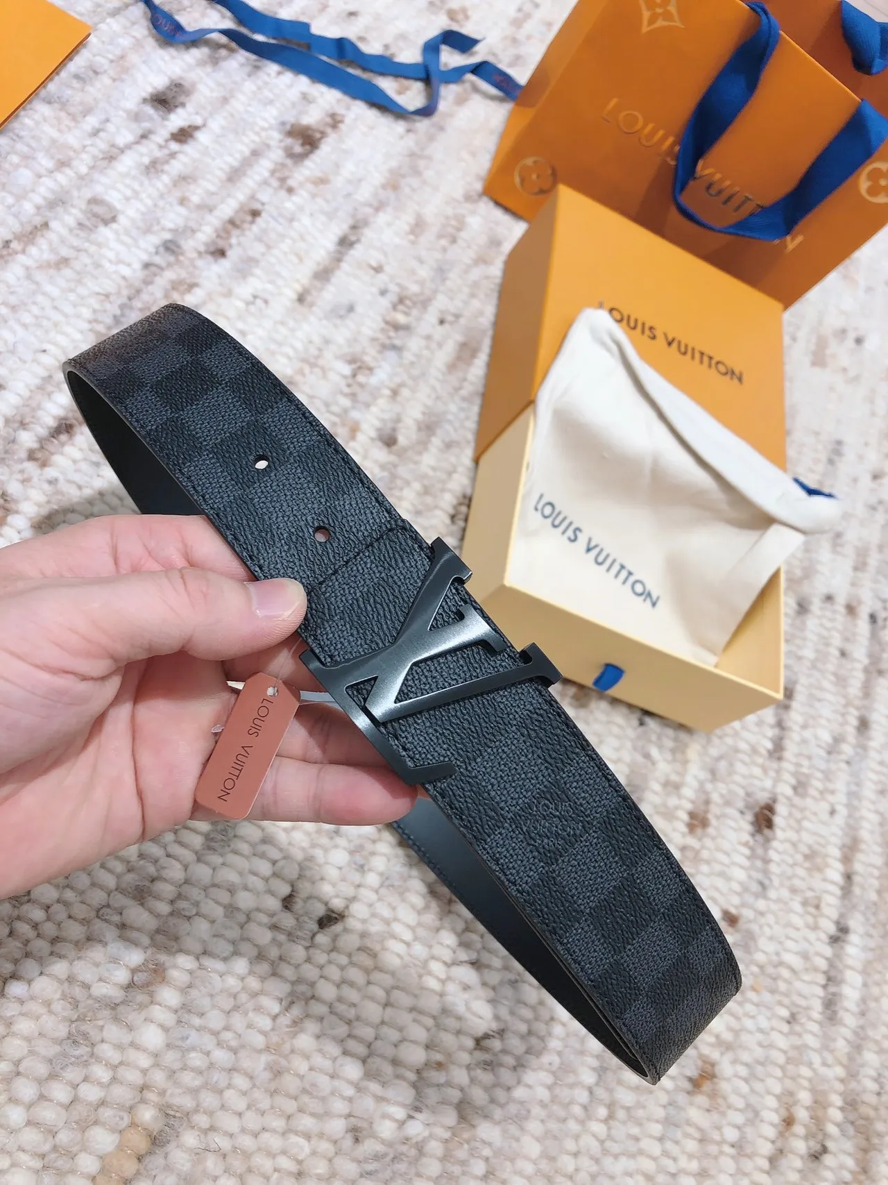 Louis Vuitton LV Initiales Damier Graphite Leather Belt 6