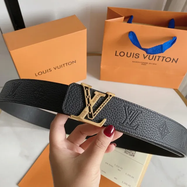 Louis Vuitton LV Initiales Twist حزام جلد أسود مقشر 2