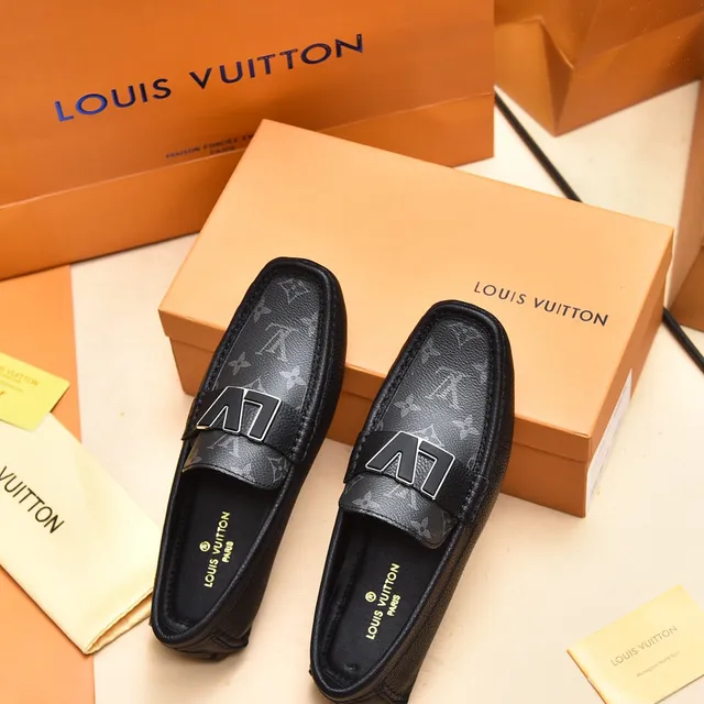 Louis Vuitton LV Loafer Black Silver Monogram-Print Leather Metallic Buckle Loafer 4