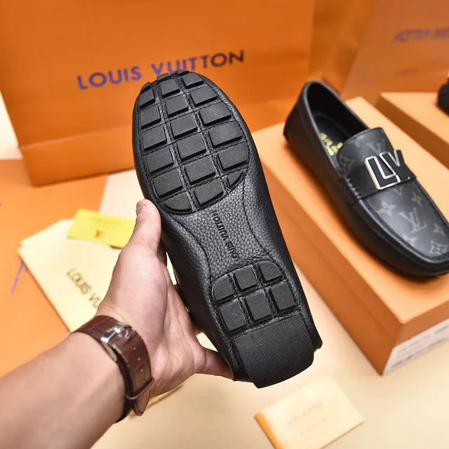 Louis Vuitton LV Loafer Black Silver Monogram-Print Leather Metallic Buckle Loafer 5