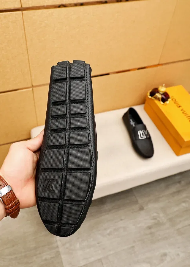 Louis Vuitton LV Logo Loafer Black Textured Leather Loafers 2