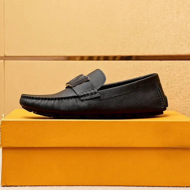 Louis Vuitton LV Logo Loafer Black Textured Leather Loafers 6
