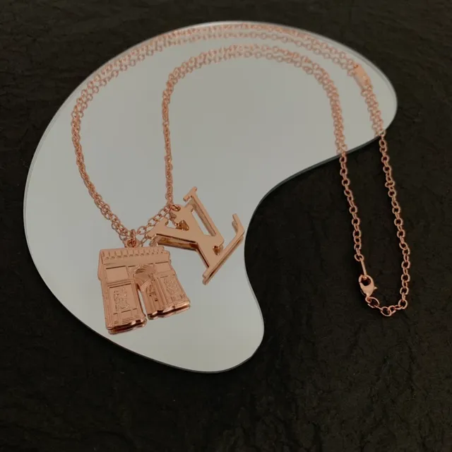 Louis Vuitton LV Monogram and Arc de Triomphe Rose-Gold Necklace 3