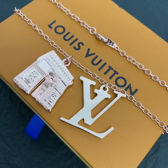 Louis Vuitton LV Monogram and Arc de Triomphe Rose-Gold Necklace 4