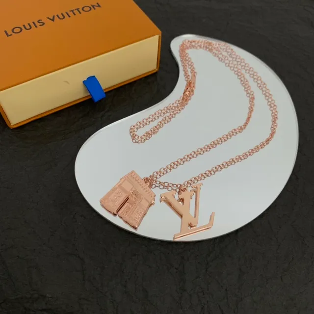 Louis Vuitton LV Monogram and Arc de Triomphe Rose-Gold Necklace 6