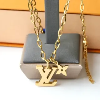 Louis Vuitton LV Monogram and Flower Charm Gold-Tone Chain Necklace