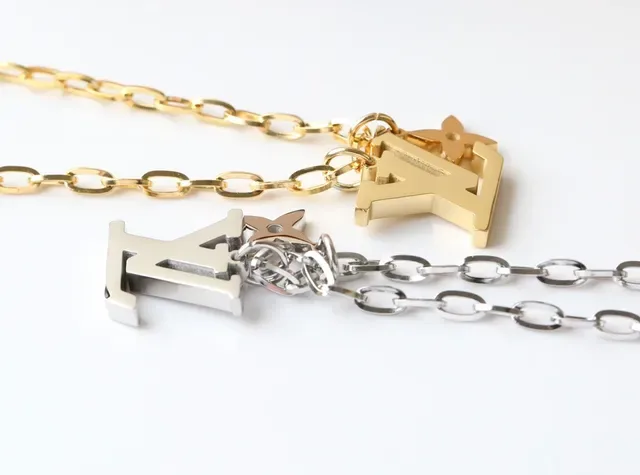 Louis Vuitton LV Monogram and Flower Charm Gold-Tone Chain Necklace 5