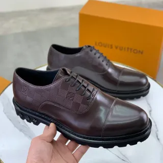 Louis Vuitton LV Trail Brown Black Cap-Toe Damier Graphite Canvas Paneling Oxford Shoes