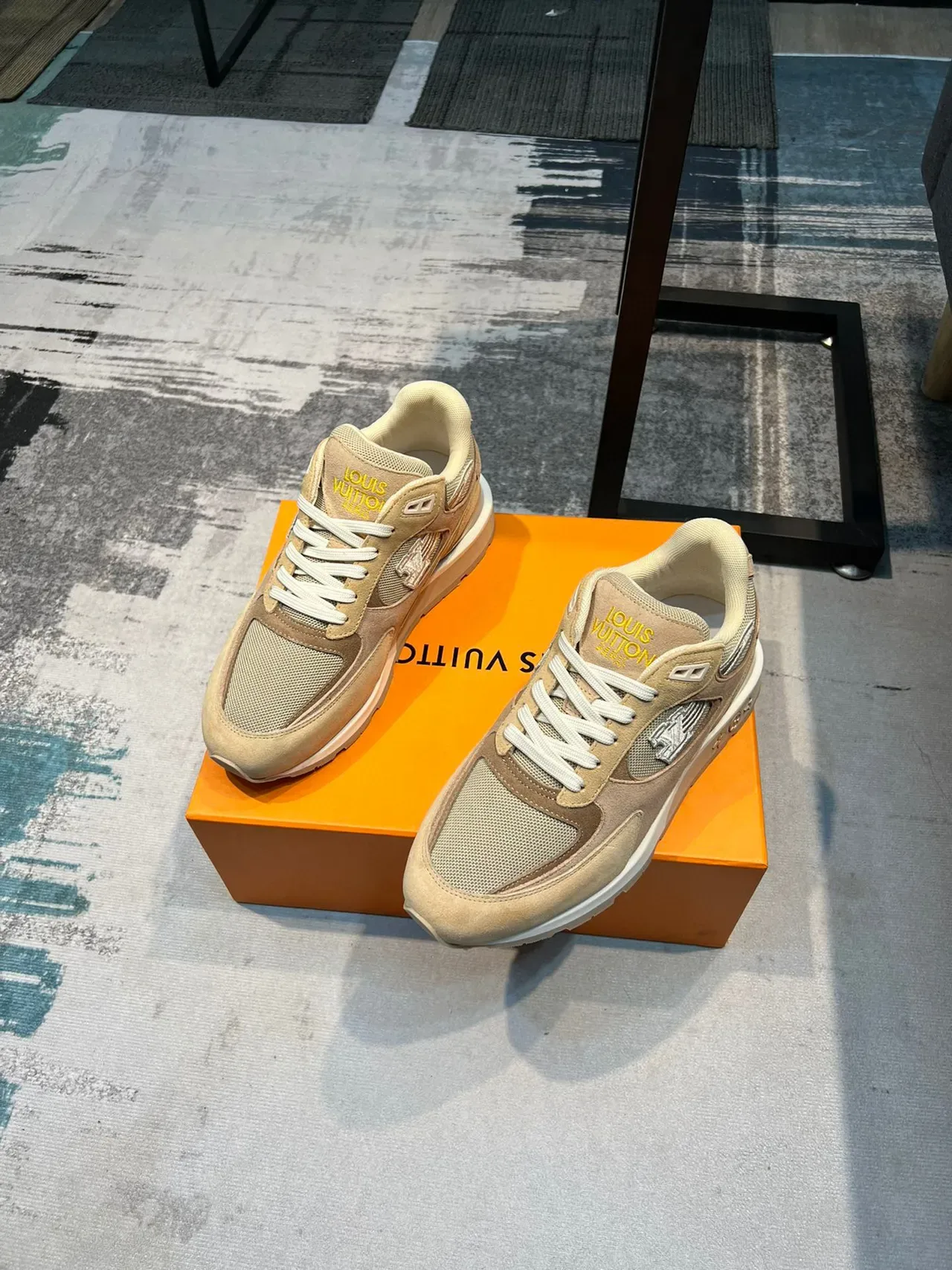 Louis Vuitton LV Trainer Beige Brown Mixed-Material Upper Sculpted Midsole Lifestyle Sneakers 5