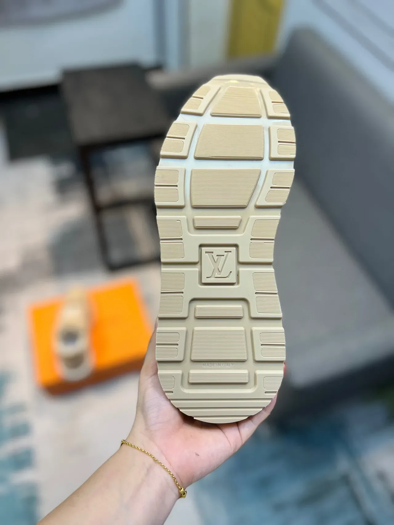 Louis Vuitton LV Trainer Beige Brown Mixed-Material Upper Sculpted Midsole Lifestyle Sneakers 9