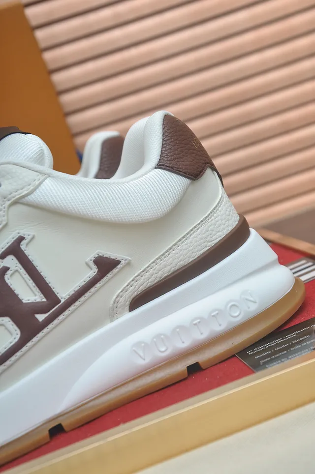 Louis Vuitton LV Trainer Beige Brown Monogrammed Upper Wave-Stitched Detailing Lifestyle Sneakers 2