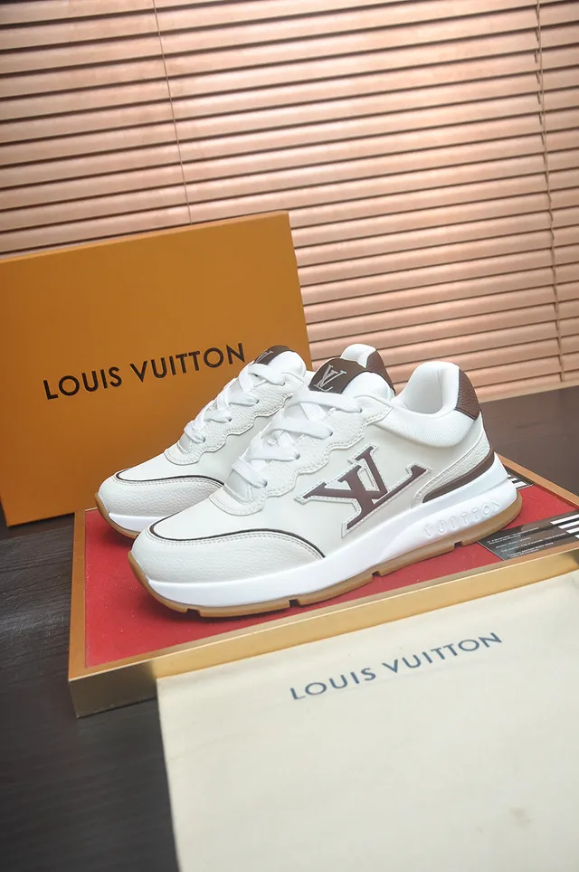 Louis Vuitton LV Trainer Beige Brown Monogrammed Upper Wave-Stitched Detailing Lifestyle Sneakers 4