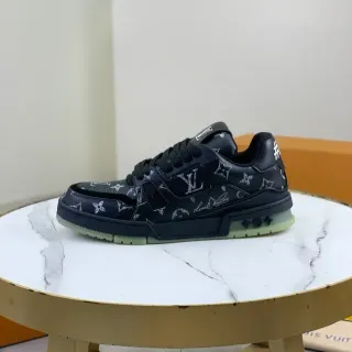 Louis Vuitton LV Trainer Black Green Monogram-Printed Canvas Layered Midsole Lifestyle Sneakers