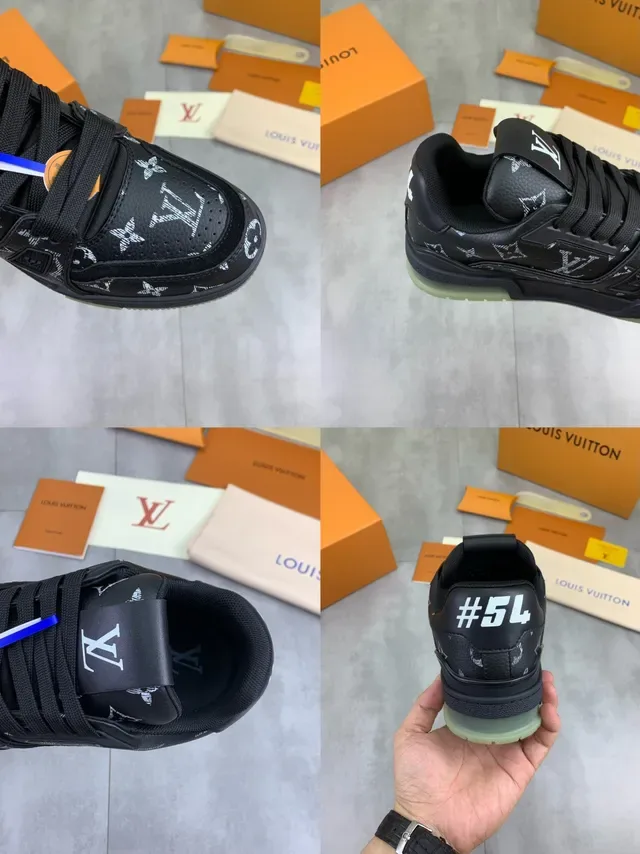 Louis Vuitton LV Trainer Black Green Monogram-Printed Canvas Layered Midsole Lifestyle Sneakers 2