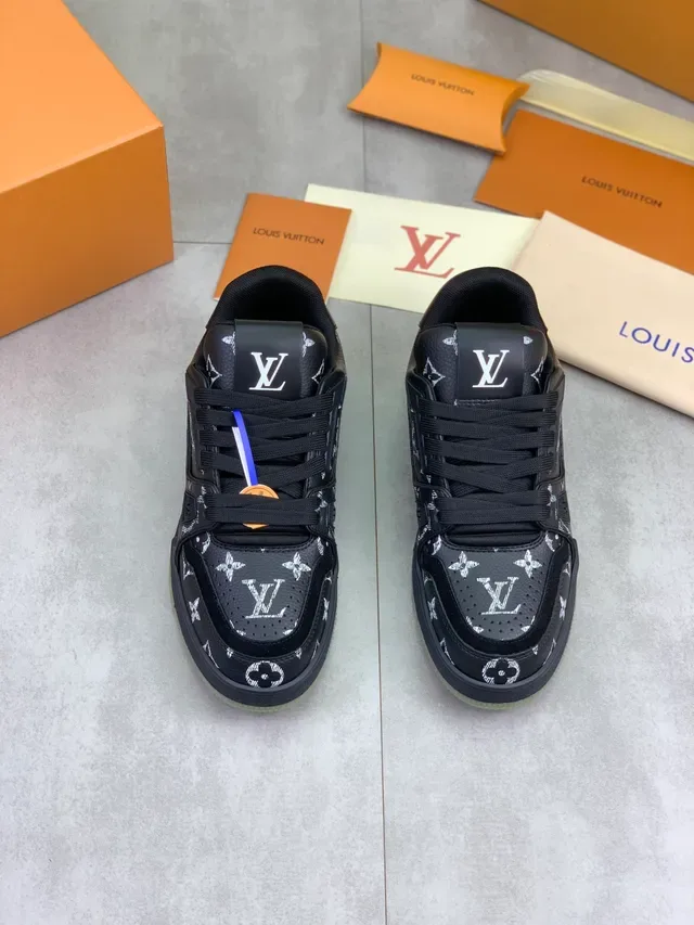 Louis Vuitton LV Trainer Black Green Monogram-Printed Canvas Layered Midsole Lifestyle Sneakers 5