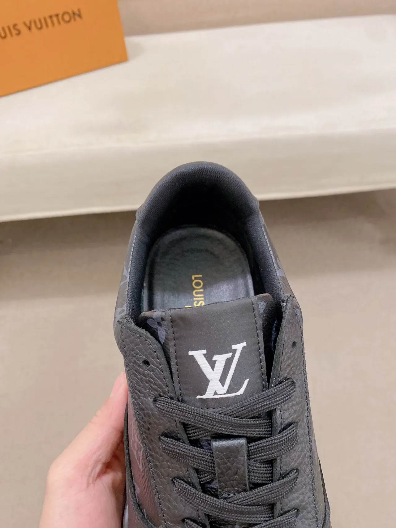 Louis Vuitton LV Trainer Black Monogram Leather Upper Sculpted Chunky Sole Lifestyle Sneakers 4
