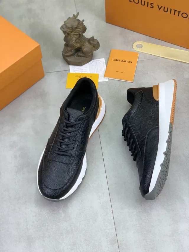 Louis Vuitton LV Trainer Black White Embossed Monogram Leather Chunky Platform Sole Lifestyle Sneakers 5