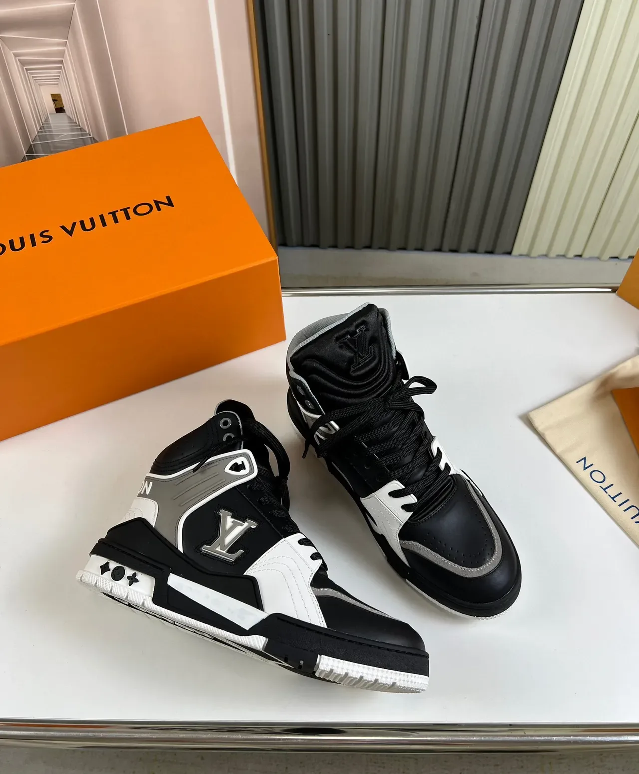 Louis Vuitton LV Trainer Black White High-Top Monogrammed Lifestyle Sneakers 4