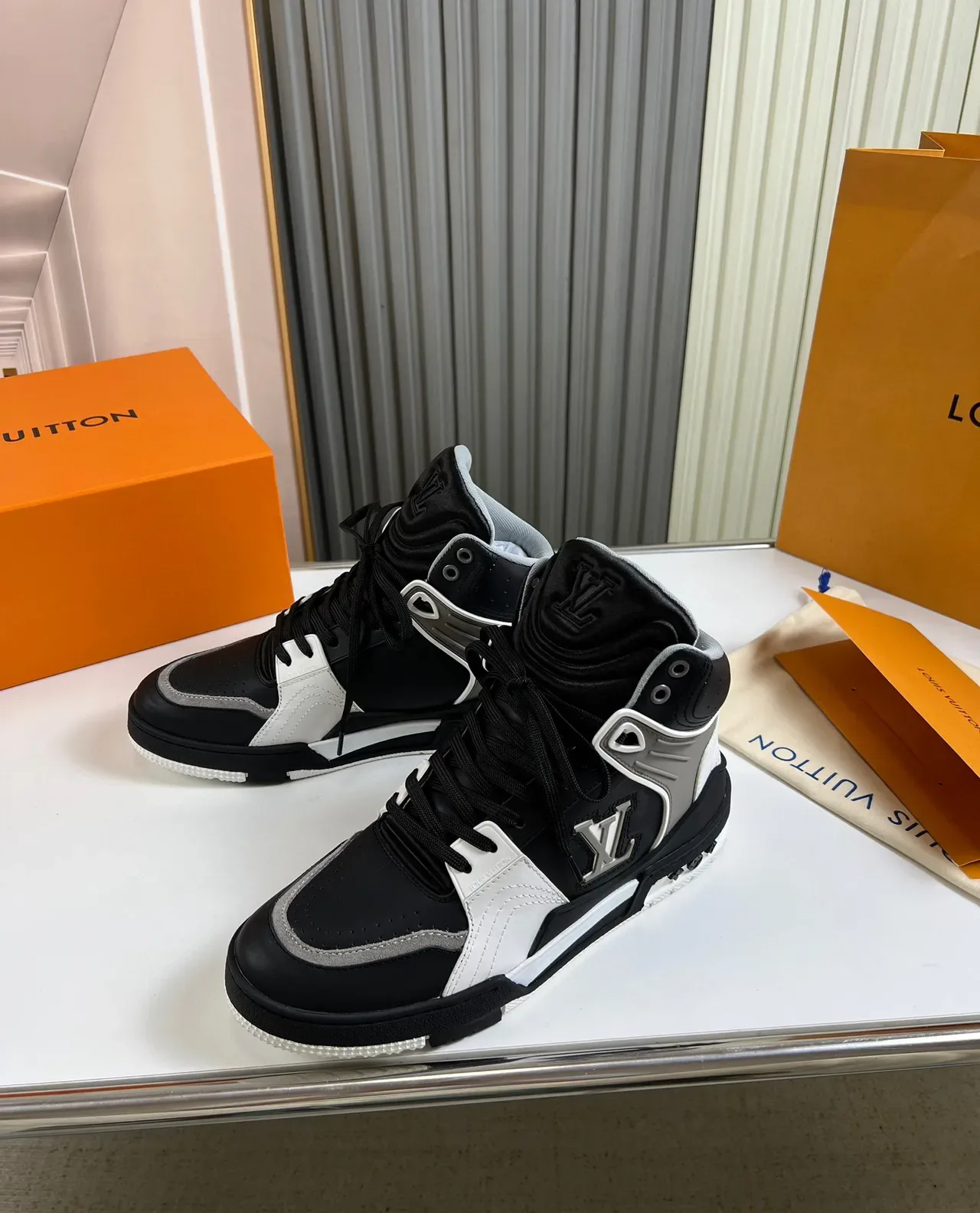 Louis Vuitton LV Trainer Black White High-Top Monogrammed Lifestyle Sneakers 7
