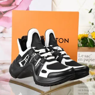 Louis Vuitton LV Trainer Preto Branco Sola High-Top Tênis Chunky