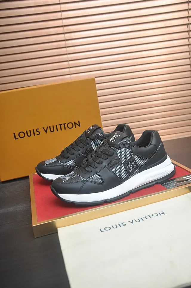 لويس فيتون LV Trainer أسود أبيض Low-Top جلد-شبكة هجين نمط حياة حذاء رياضي 4