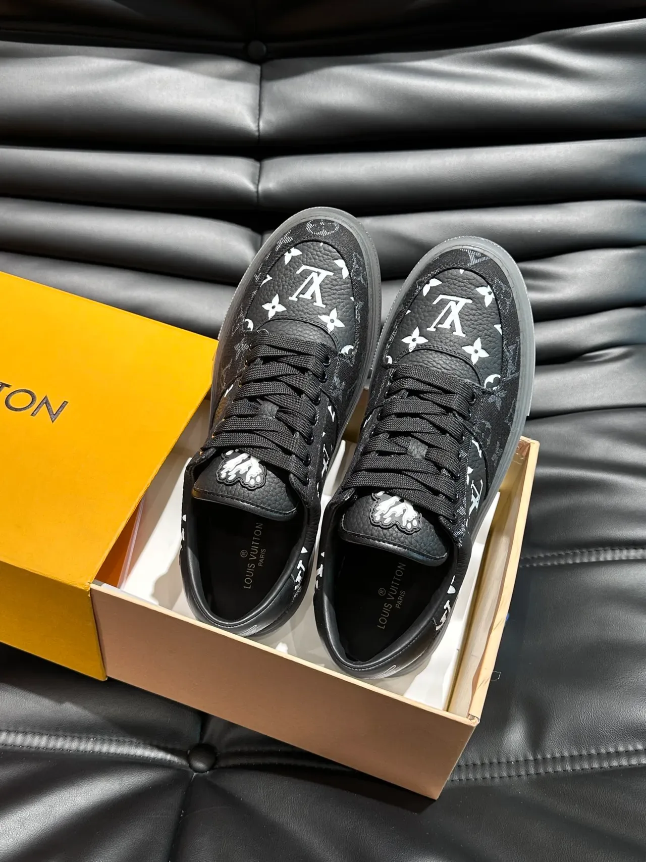 Louis Vuitton LV Trainer Black White Monogram Canvas Low-Top Lifestyle Sneakers 4