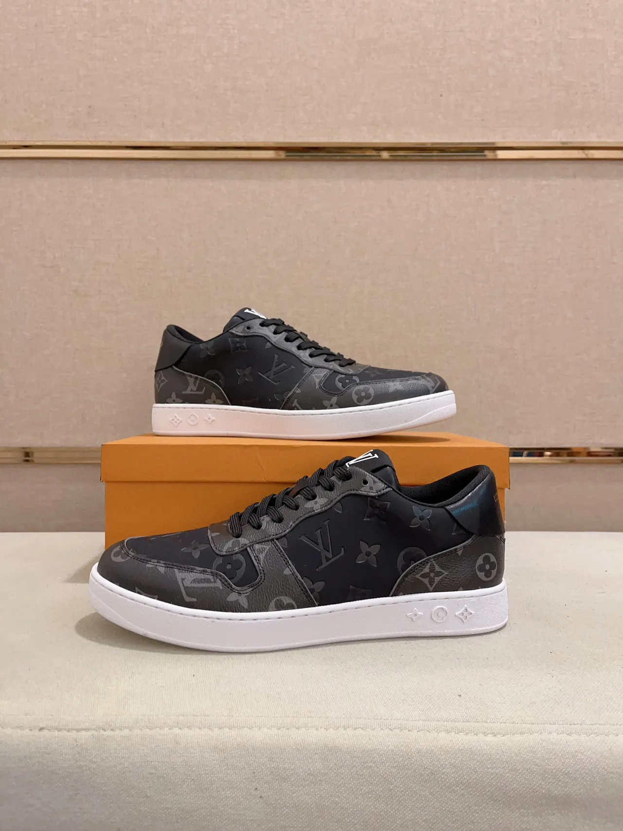 Louis Vuitton LV Trainer Black White Monogrammed Leather Low-Top Lifestyle Sneakers 4
