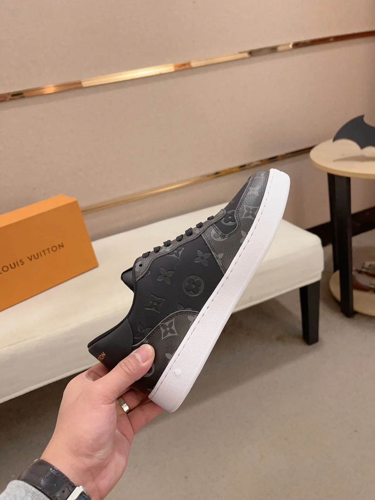 Louis Vuitton LV Trainer Black White Monogrammed Leather Low-Top Lifestyle Sneakers 7