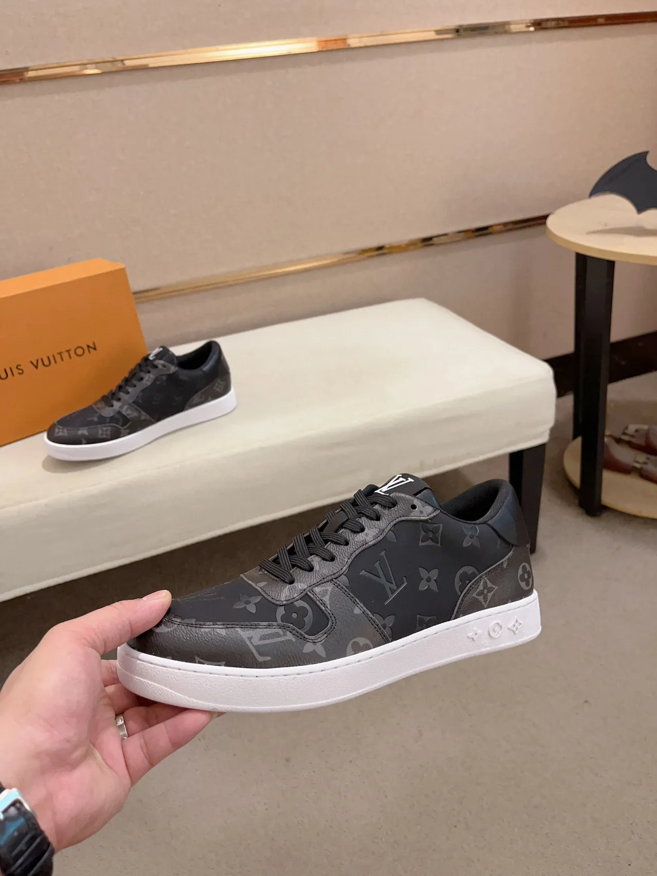 Louis Vuitton LV Trainer Black White Monogrammed Leather Low-Top Lifestyle Sneakers 9