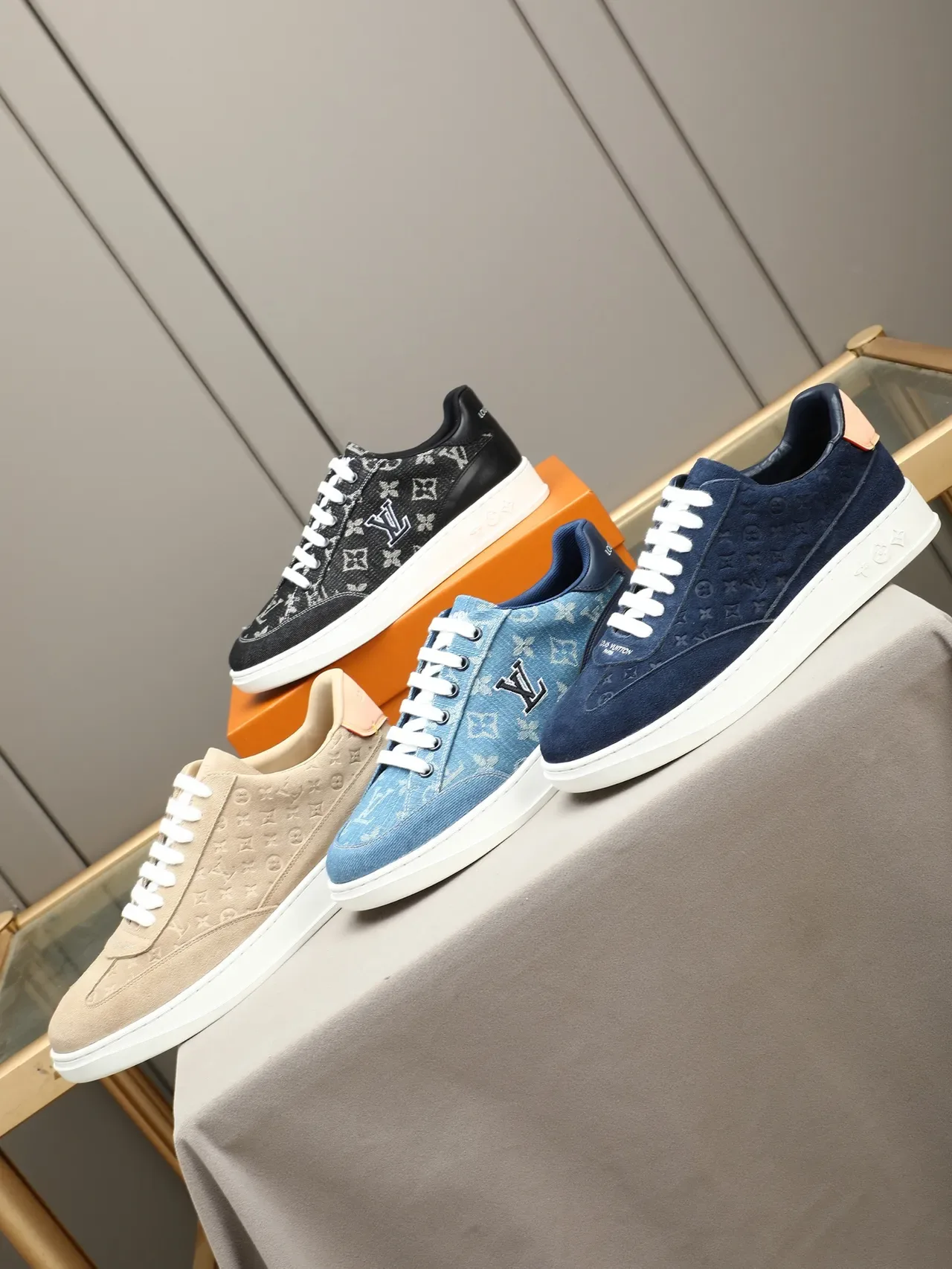 Louis Vuitton LV Trainer Black White Monogrammed Textile Upper Contrast Sole Lifestyle Sneakers 2