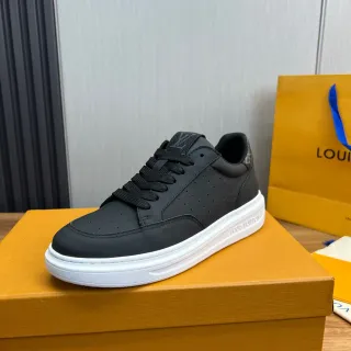Louis Vuitton LV Trainer Black White Perforated Leather Upper Contrast Platform Sole Lifestyle Sneakers