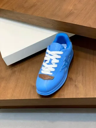 Louis Vuitton LV Trainer Blue Brown Low-Top Monogram-Embroidered Lifestyle Sneakers 3