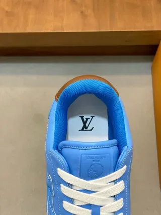 Louis Vuitton LV Trainer Blue Brown Low-Top Monogram-Embroidered Lifestyle Sneakers 5