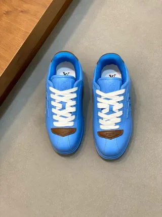 Louis Vuitton LV Trainer Blue Brown Low-Top Monogram-Embroidered Lifestyle Sneakers 6